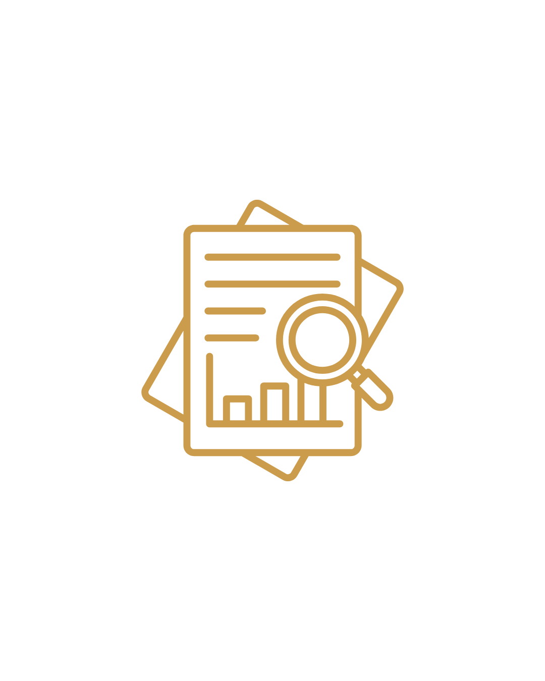 papers with magnifined glass icon